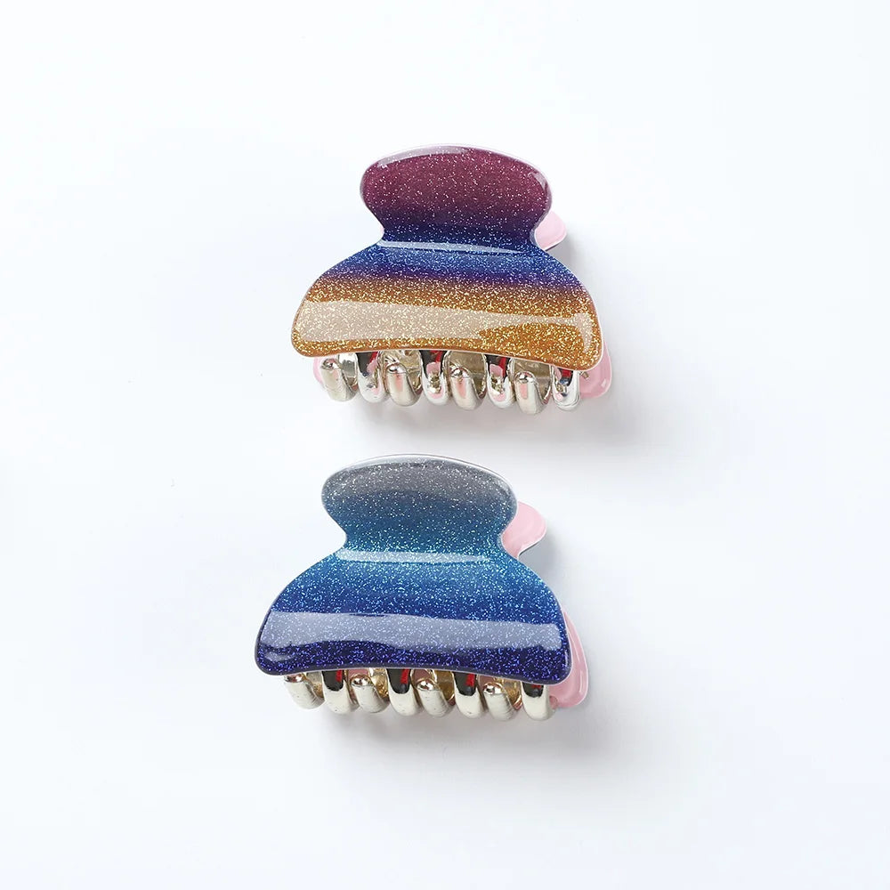 2pcs/Set 4cm Acrylic Hairpins Women Mix Color Crab Claws