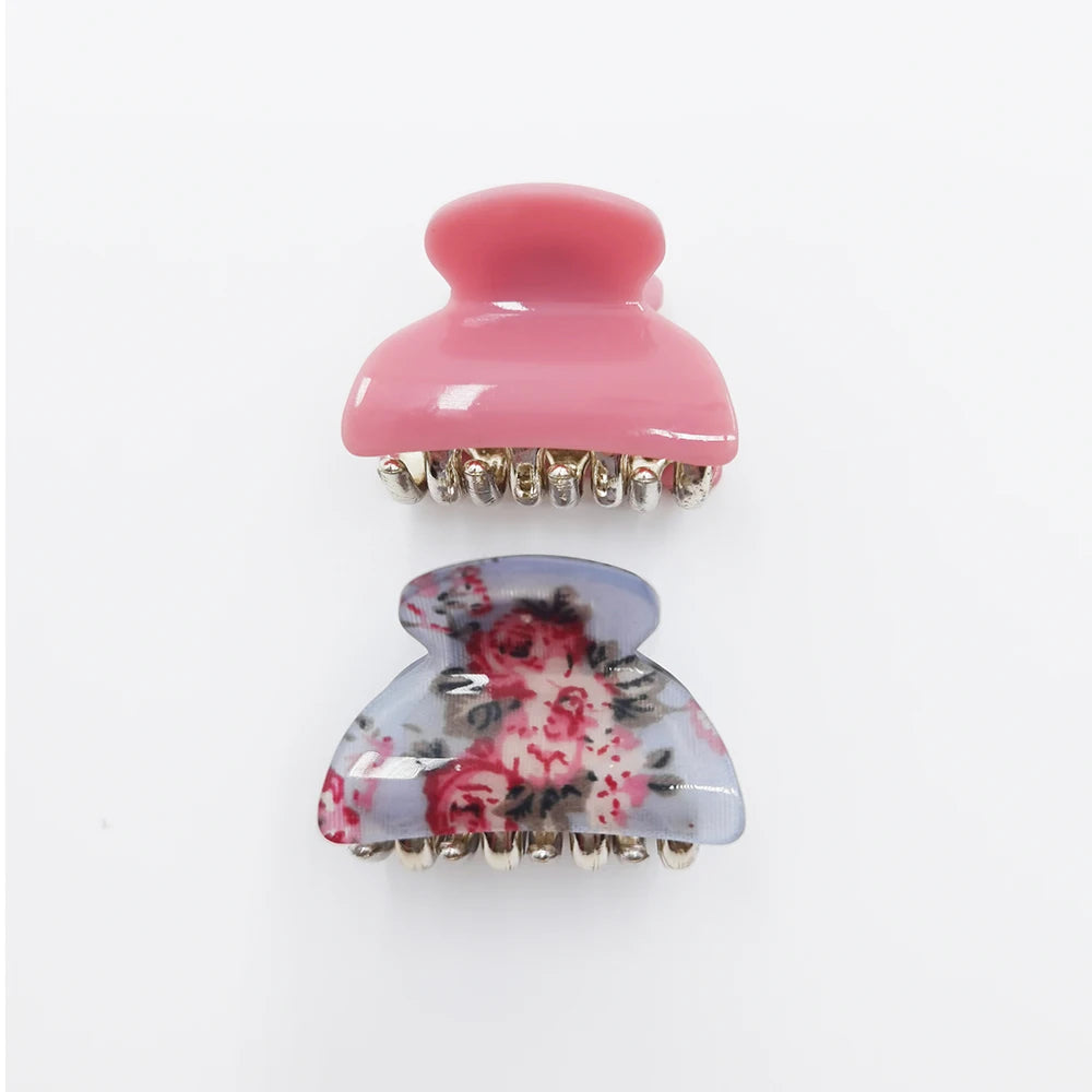 2pcs/Set 4cm Acrylic Hairpins Women Mix Color Crab Claws