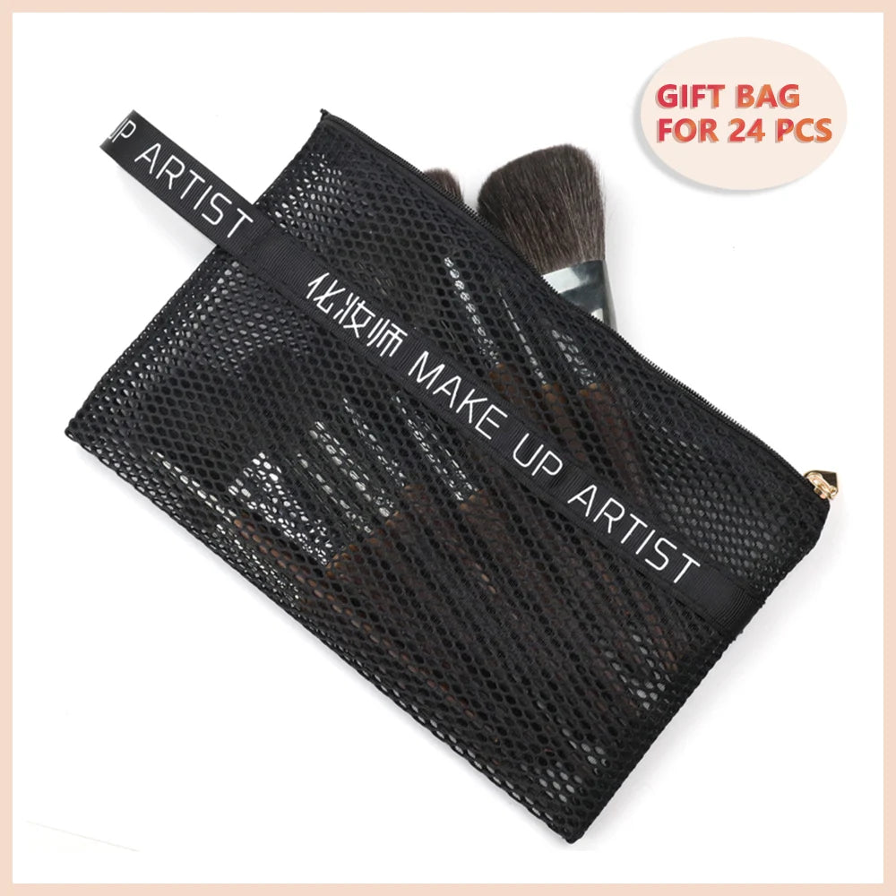Natural Goat Hair Makeup Brushes Set Professional Kit