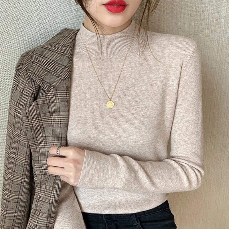 Turtleneck Sweater Women Knitted Pullovers Long Sleeve