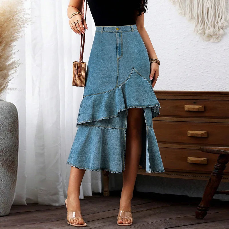 Plus Size Women Jeans Skirt Slim Denim Skirt for Women