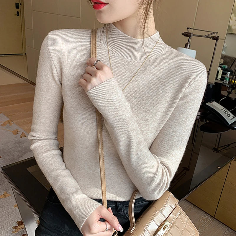 Turtleneck Sweater Women Knitted Pullovers Long Sleeve