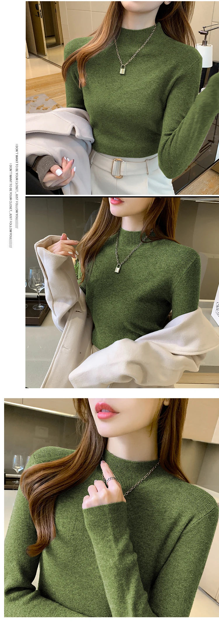 Turtleneck Sweater Women Knitted Pullovers Long Sleeve