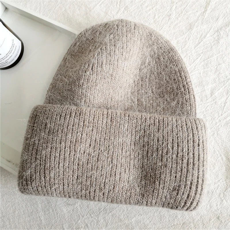 Winter Angola Rabbit Fur Knitted Beanies