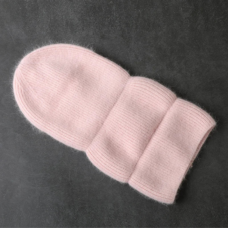 Winter Angola Rabbit Fur Knitted Beanies