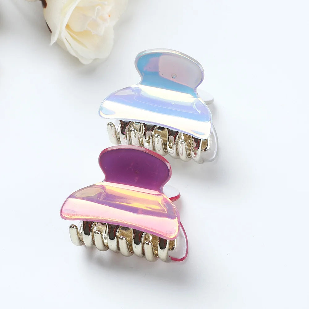 2pcs/Set 4cm Acrylic Hairpins Women Mix Color Crab Claws