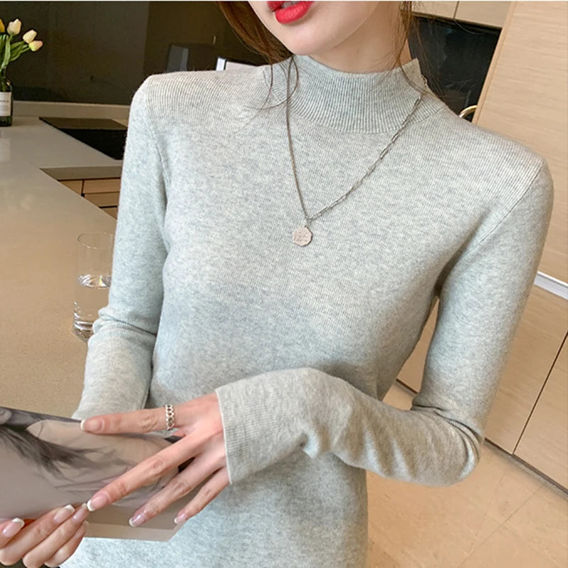 Turtleneck Sweater Women Knitted Pullovers Long Sleeve