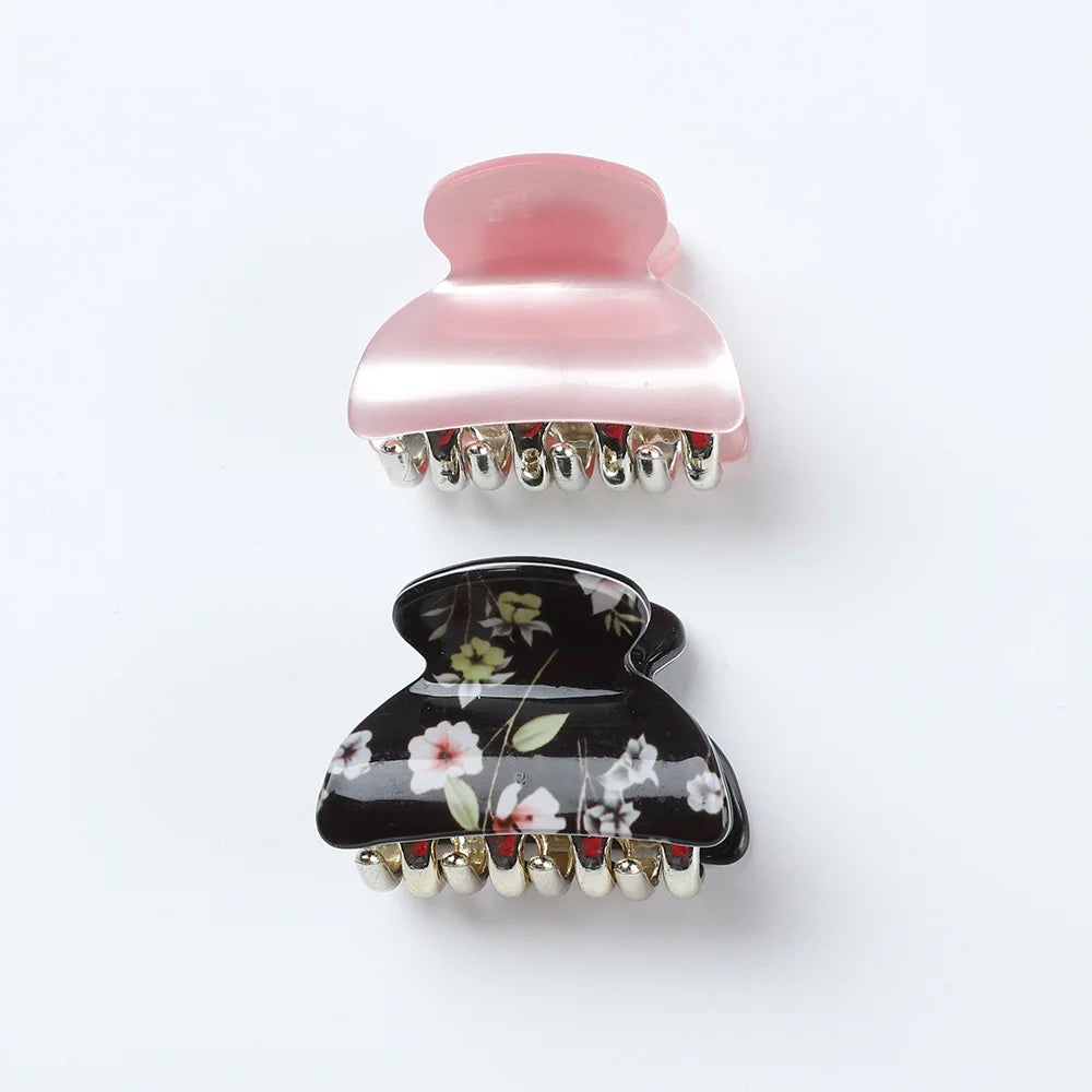 2pcs/Set 4cm Acrylic Hairpins Women Mix Color Crab Claws