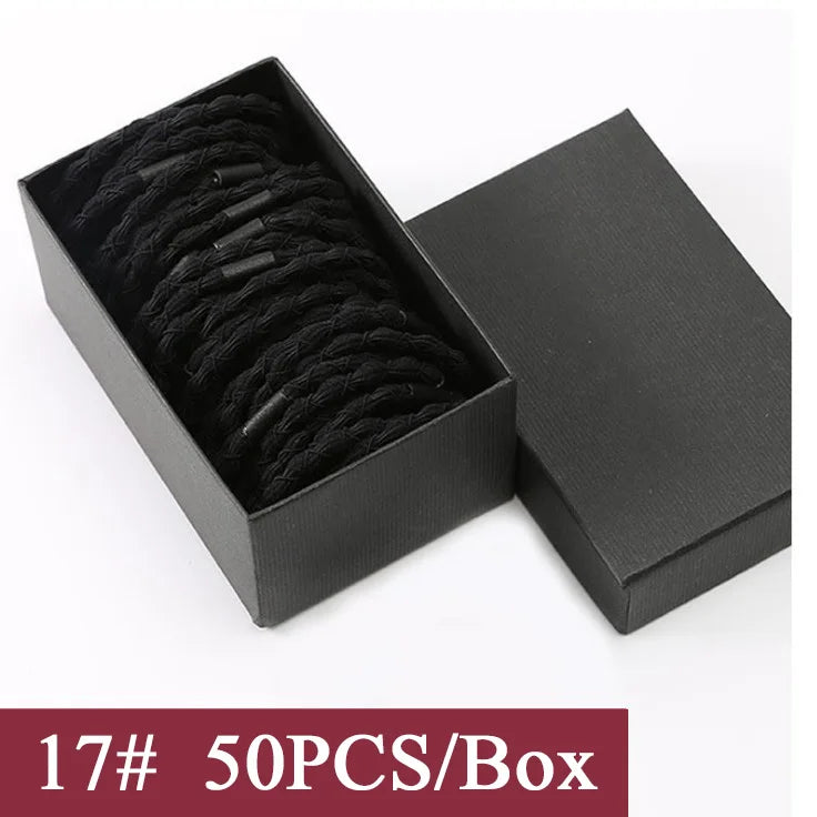 50PCS/Box Mix Colors Nylon 5CM Rubber Bands Women Safe Strong Elastic Hair Bands Ponytail Holder Girl Scrunchy Hair Accessories