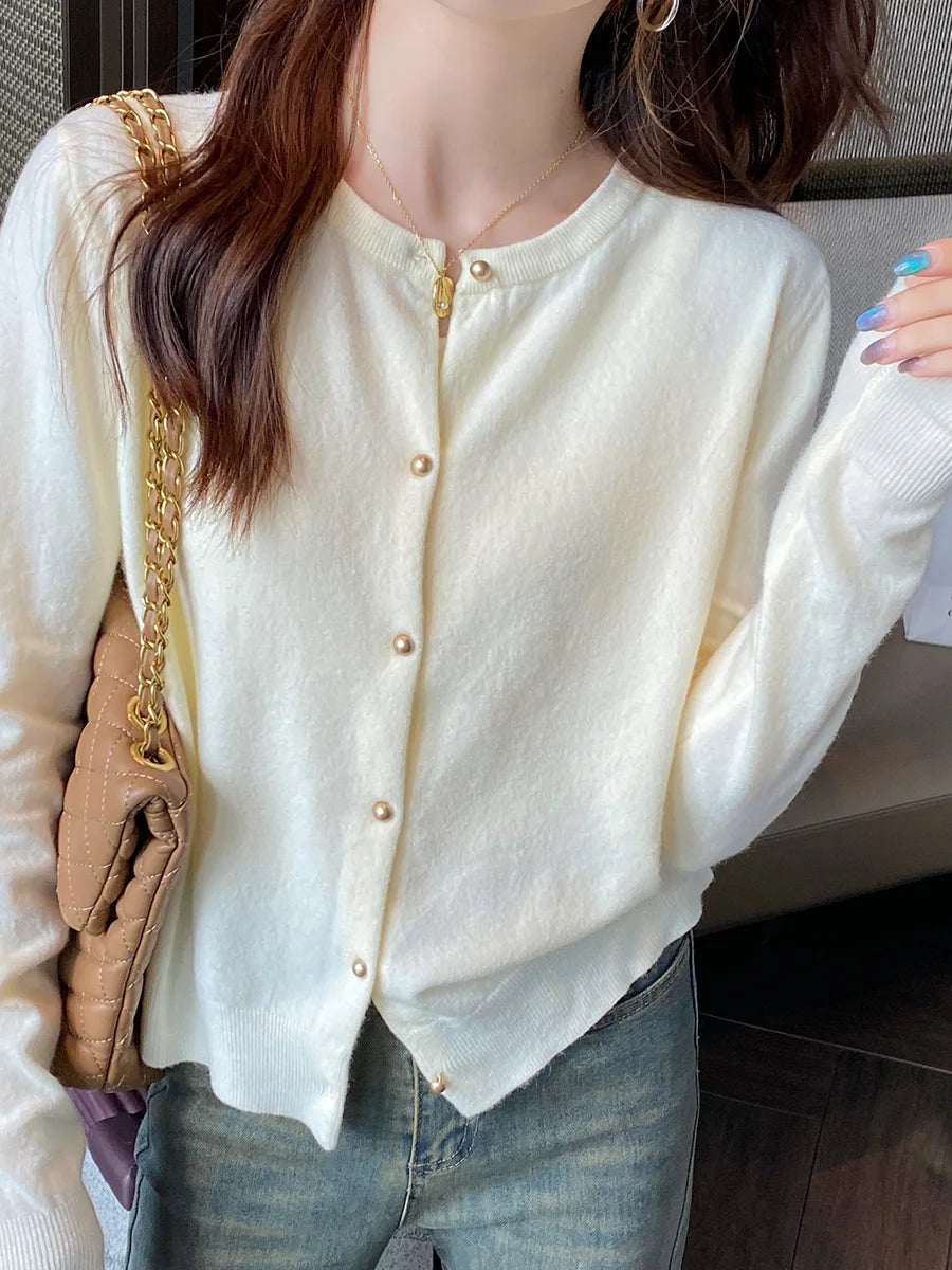 Solid Color Knitted for Women Cardigan