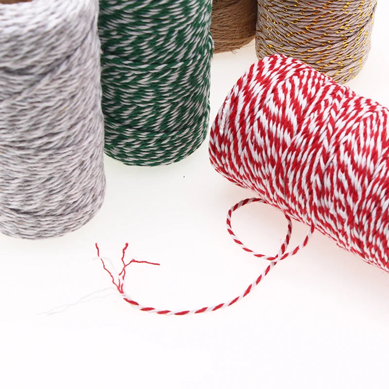 2mm*100m Christmas Twine Cotton Jute String Rope Cord Ribbon  Decoration Tying Cake Pastry Boxes DIY Crafts Gift Wrapping