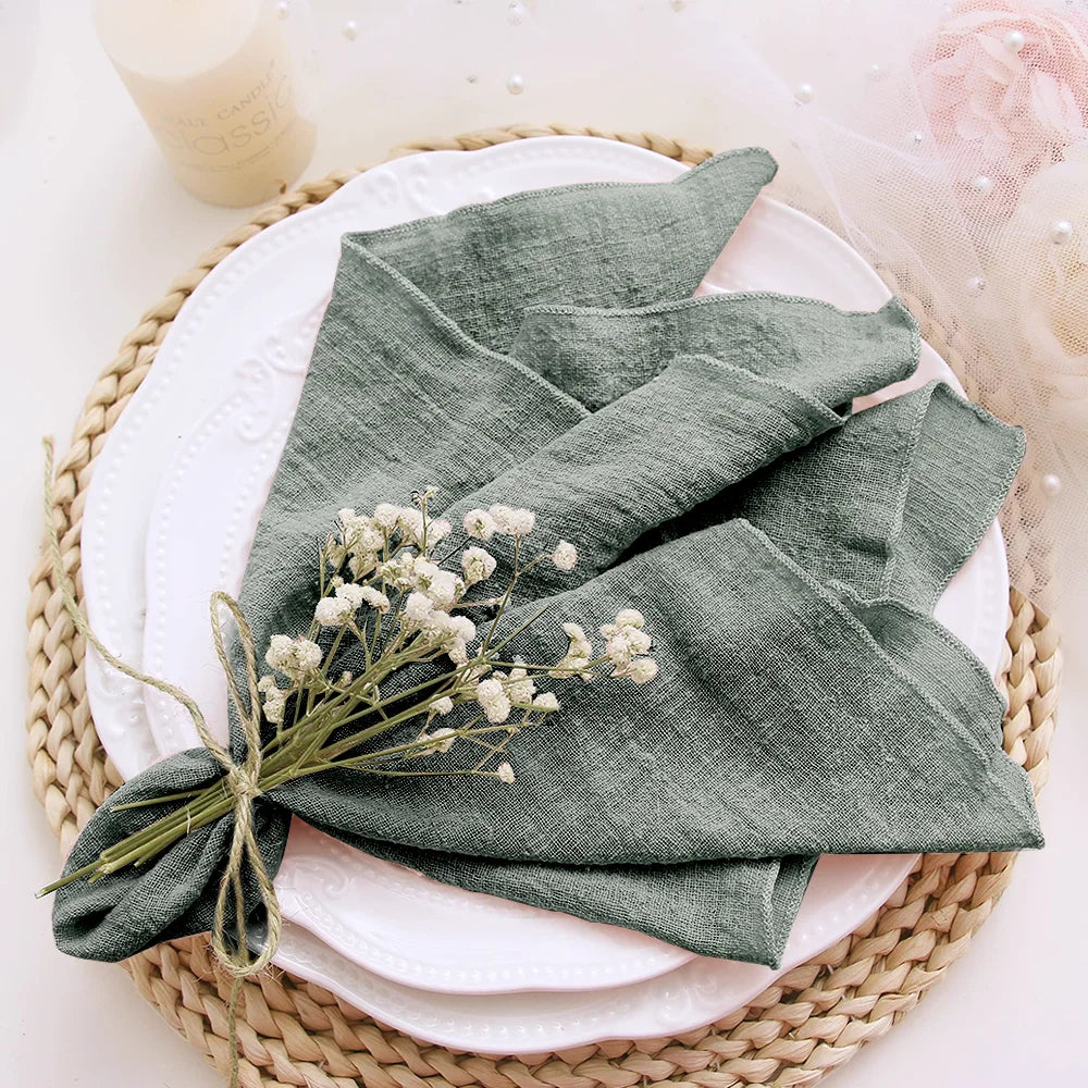 10pcs 30x30cm Cotton Cloth Napkins Gauze Fabric Pink for Wedding Party Birthday Dinner Tea Towel Table Village Christmas Napkin