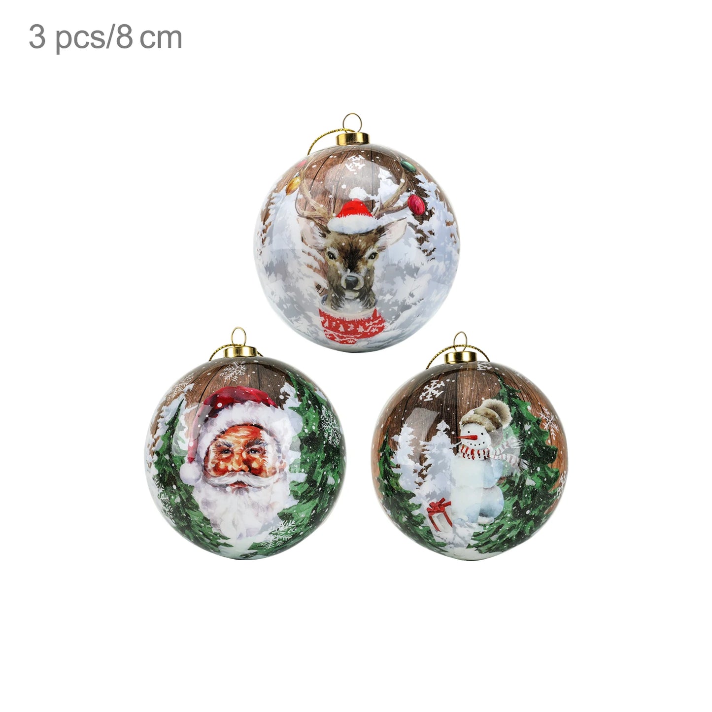 3pcs 8cm Christmas Balls Original Gifts Christmas Decoration 2024 Christmas Tree Decorations Gift Decoration Pendants Baubles