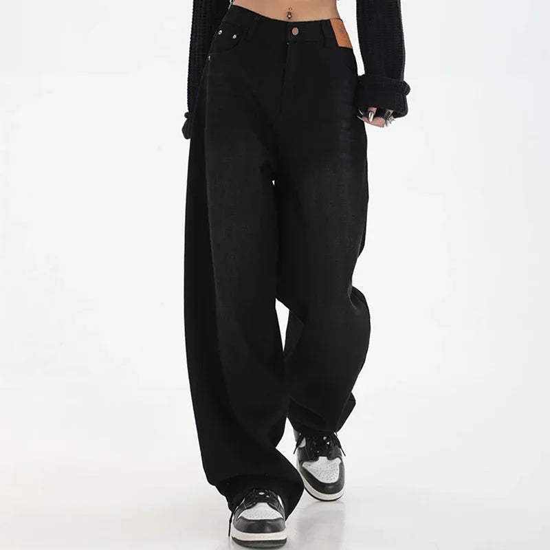 Woman High Waist Slim Fit Wide Leg Jeans