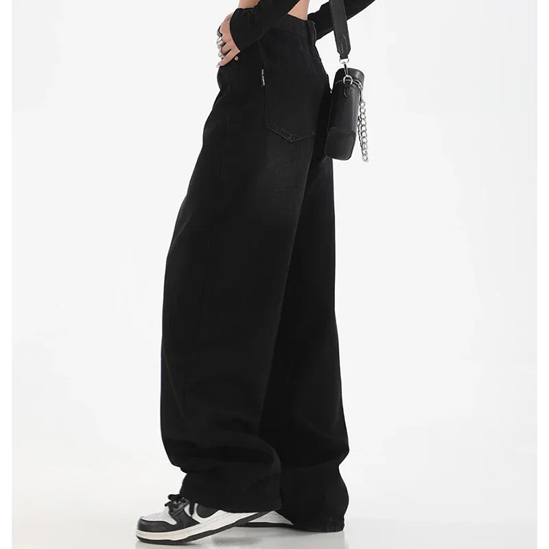 Woman High Waist Slim Fit Wide Leg Jeans