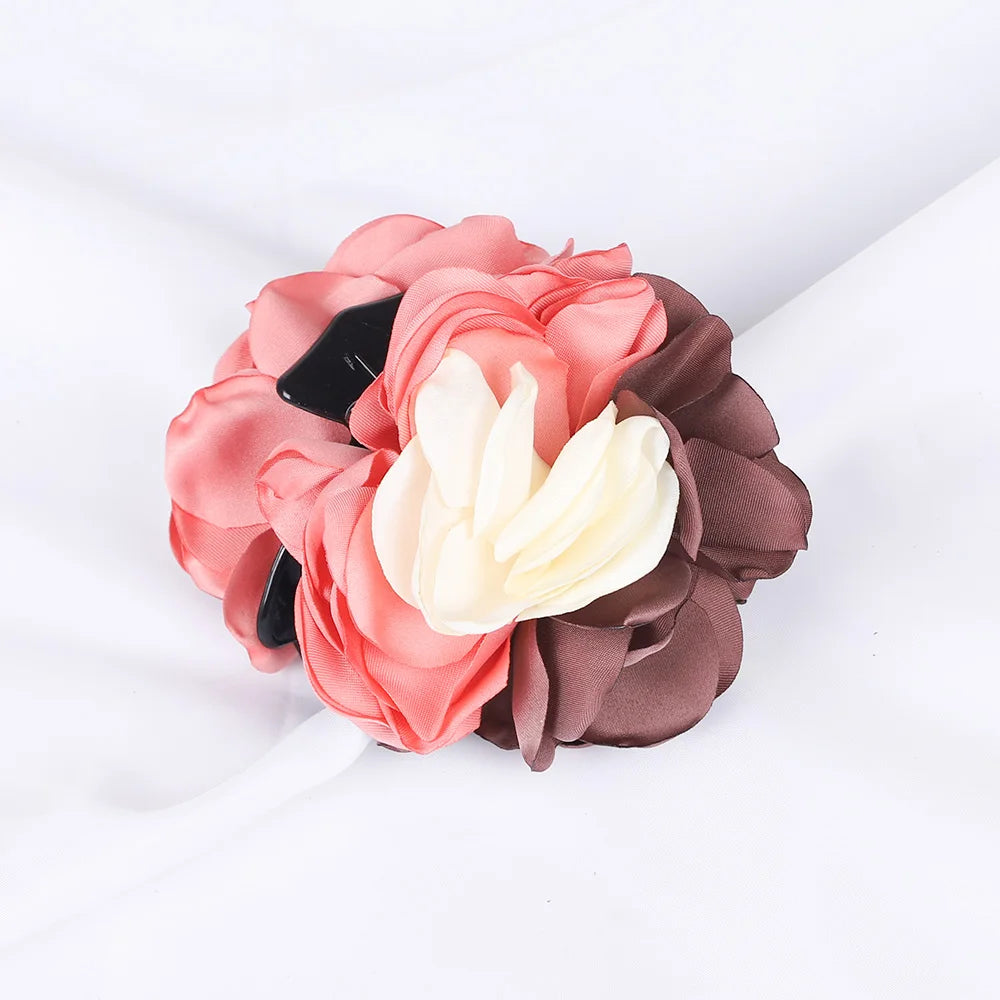 Big Camellia Flower Hair Claws Clips Women