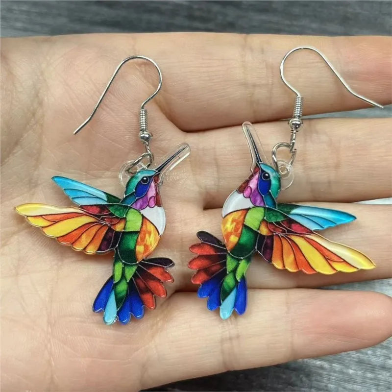 Colorful Hummingbird Stud Earrings