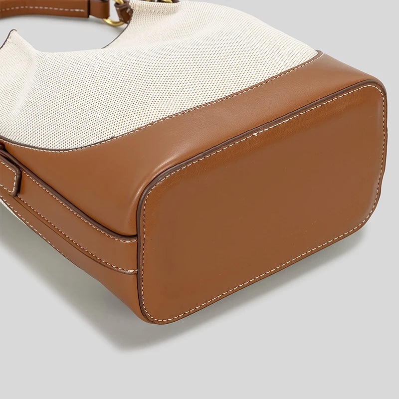 Fashion Panelled Canvas Bucket Bag