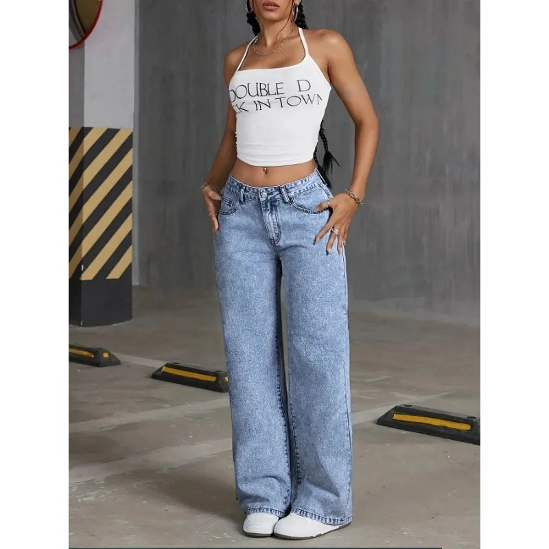 Denim Wide Leg Jeans High waisted
