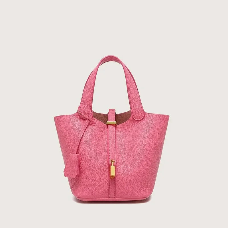 Large Capacity PU Handbag Basket Bucket Bag