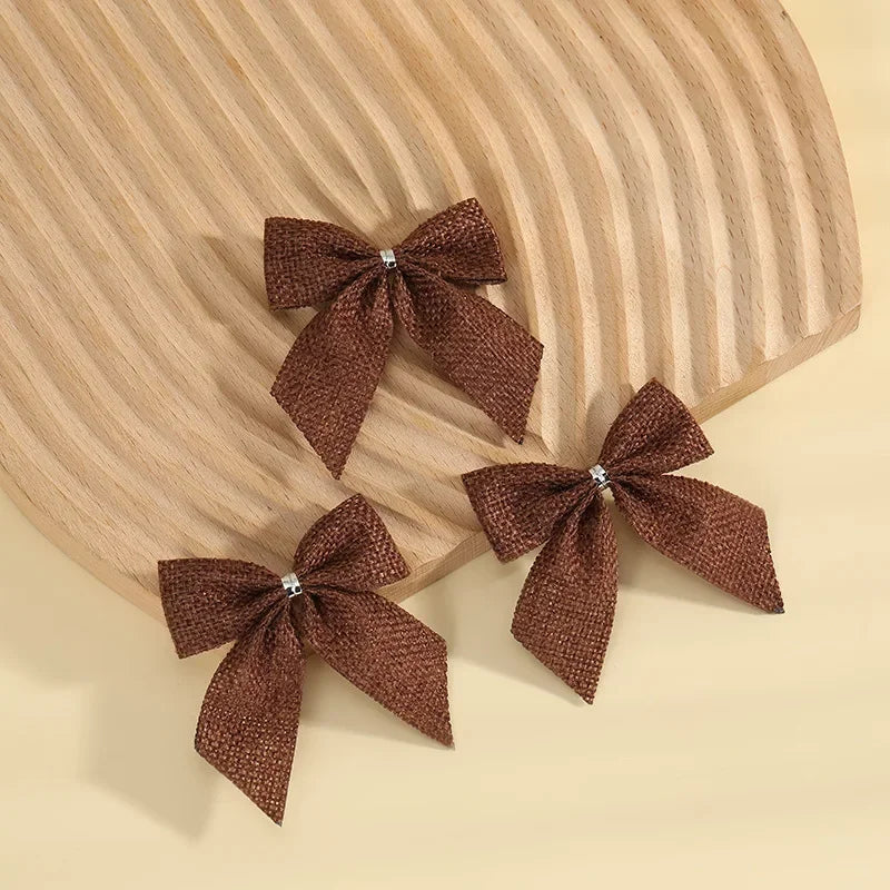 24/5pcs Christmas Bows Christmas Ornaments Gold Red Bows Christmas Tree Ornaments 2025 New Year Decorations Mini Bows Gift Wrap