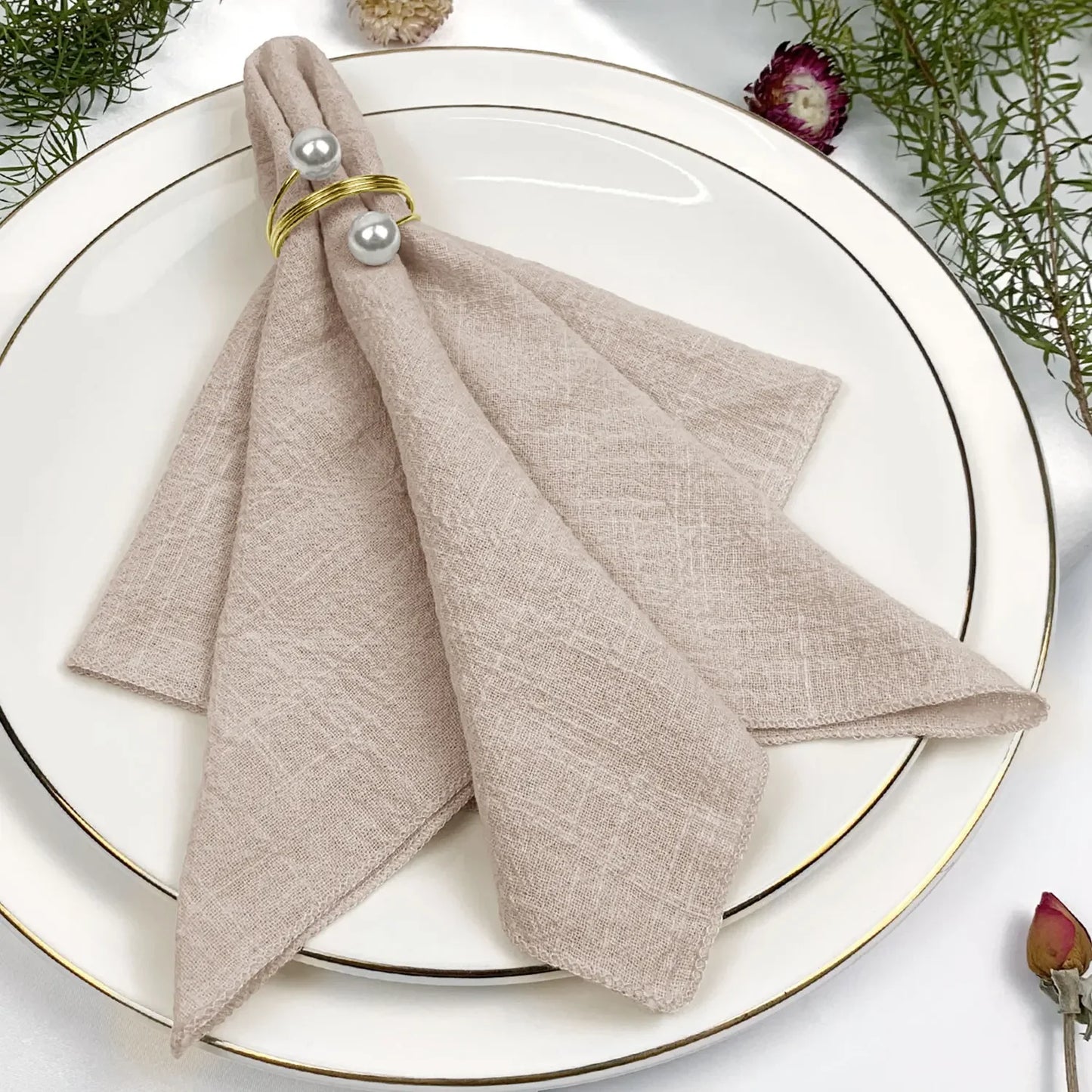 Set of 6 Cotton Cloth Napkins Gauze Sage Green 30x30cm
