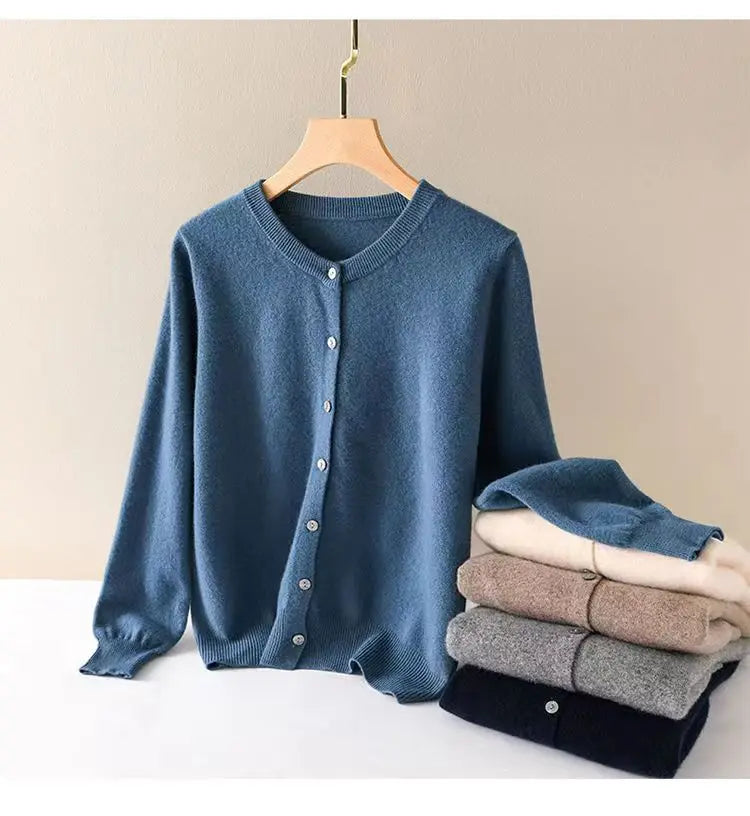 women's Cashmere Sweater O-Collar Long sleeve