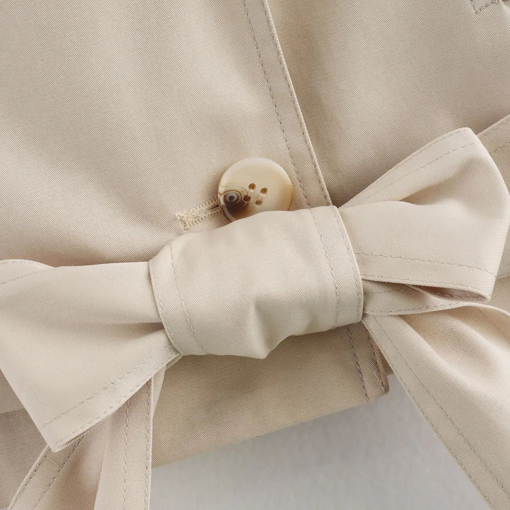 Crop Trench Coat for Women Fashion Belt