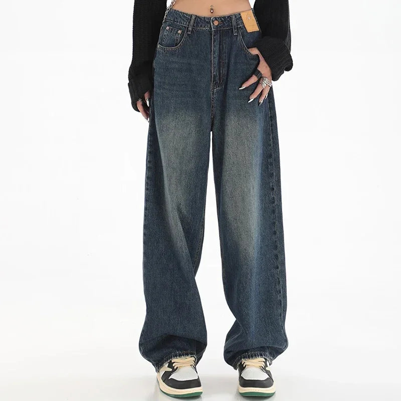 Woman High Waist Slim Fit Wide Leg Jeans