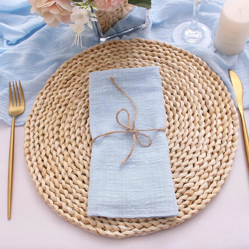 10pcs 30x30cm Cotton Cloth Napkins Gauze Fabric Pink for Wedding Party Birthday Dinner Tea Towel Table Village Christmas Napkin