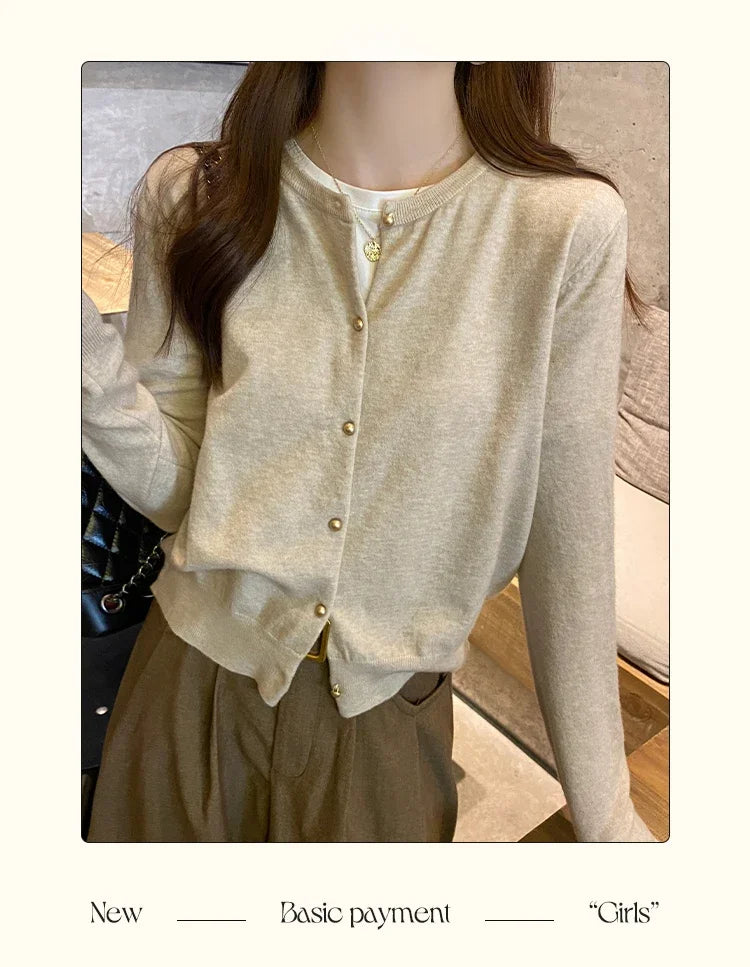 Solid Color Knitted for Women Cardigan