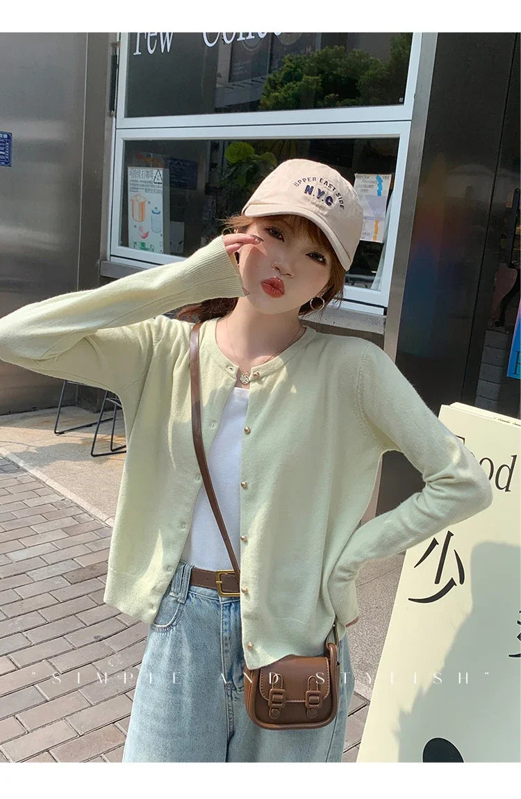 Solid Color Knitted for Women Cardigan