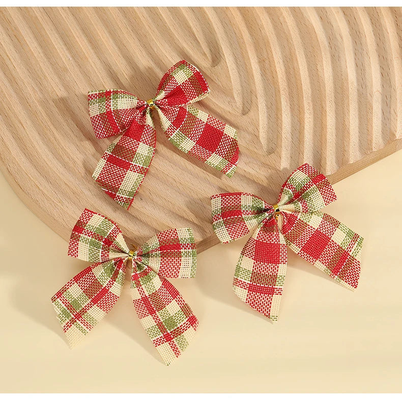 24/5pcs Christmas Bows Christmas Ornaments Gold Red Bows Christmas Tree Ornaments 2025 New Year Decorations Mini Bows Gift Wrap