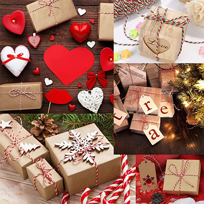 2mm*100m Christmas Twine Cotton Jute String Rope Cord Ribbon  Decoration Tying Cake Pastry Boxes DIY Crafts Gift Wrapping