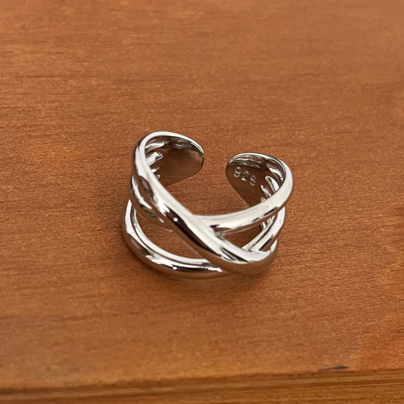 925 Sterling Silver Rings Adjustable Simple Smooth Heart Ring