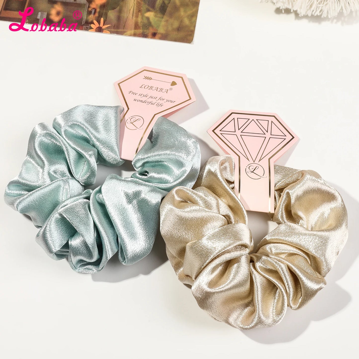6 Pcs Pink Satin Bridesmaid Scrunchies Bachelorette Hair Ties