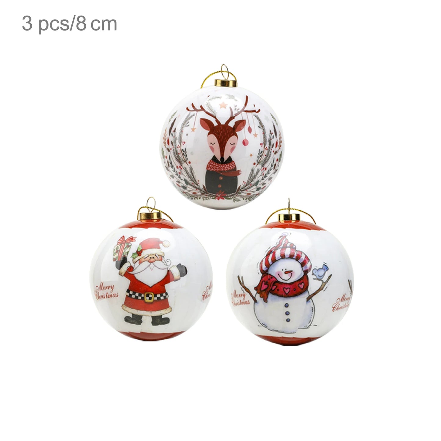 3pcs 8cm Christmas Balls Original Gifts Christmas Decoration 2024 Christmas Tree Decorations Gift Decoration Pendants Baubles
