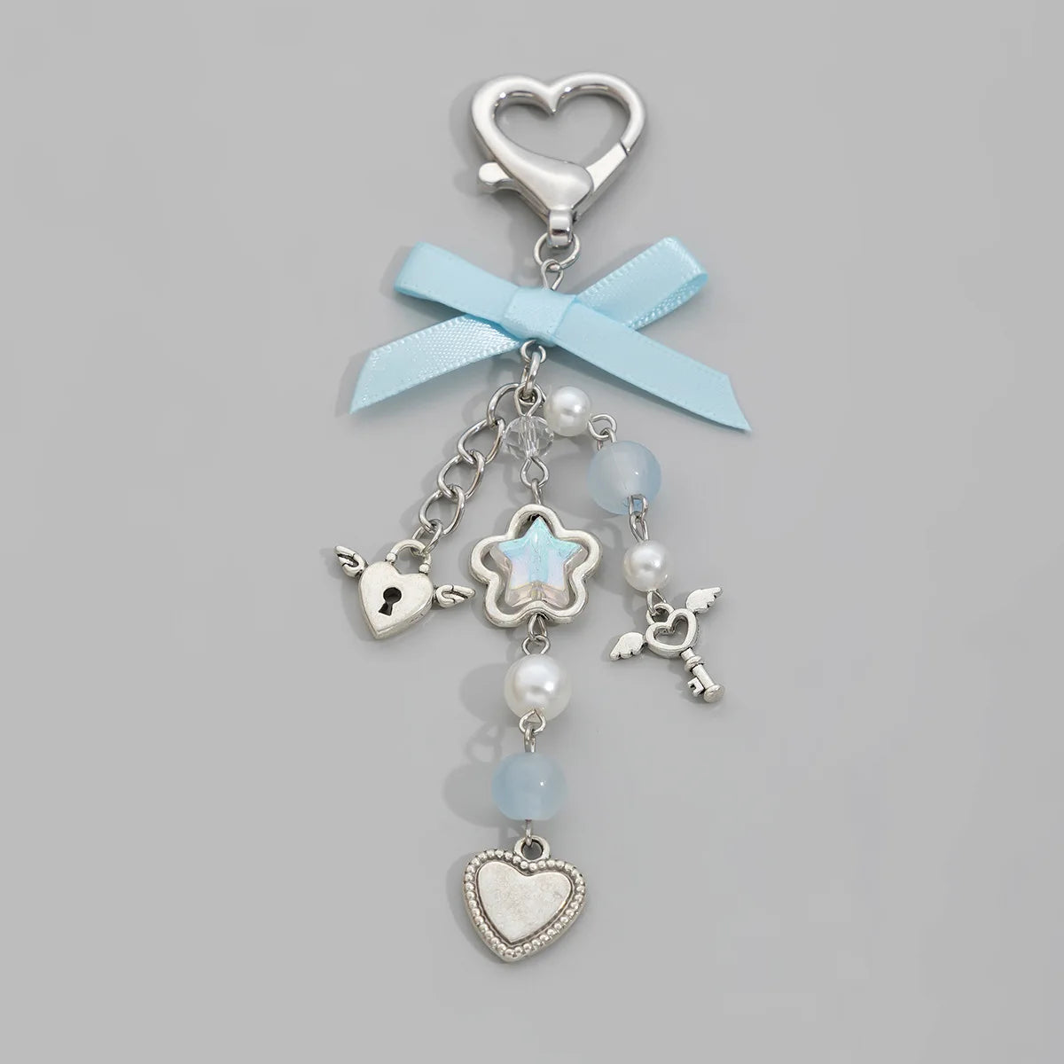 Y2K Fashion Flower Star Love Bow Strawberry Pendant Acrylic Keychain
