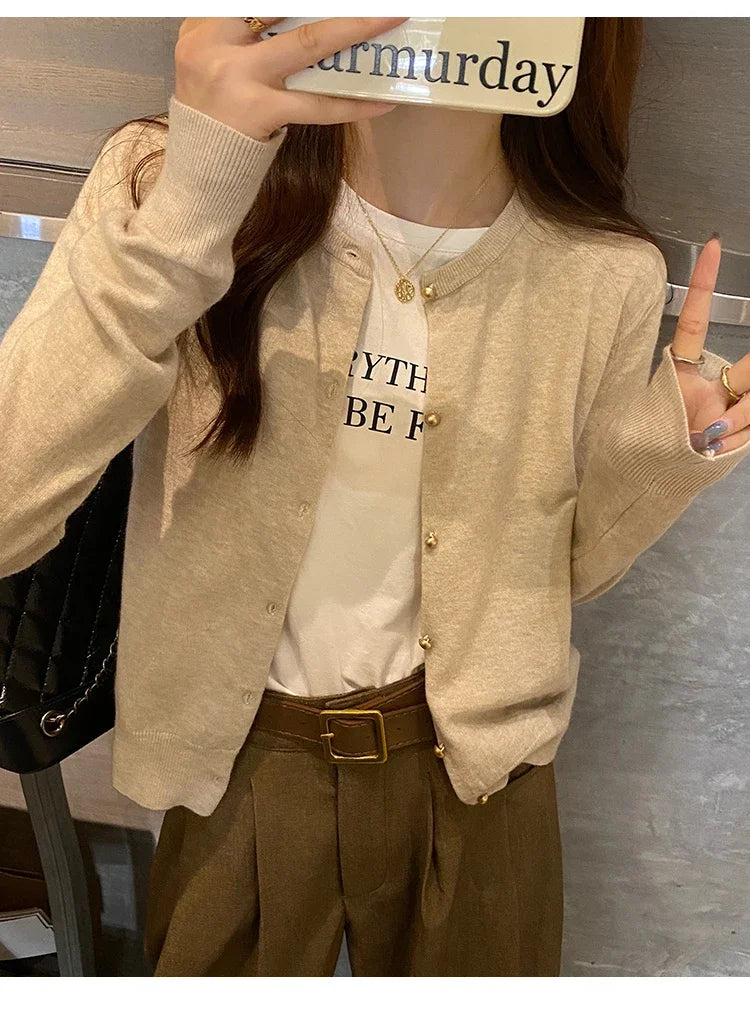Solid Color Knitted for Women Cardigan