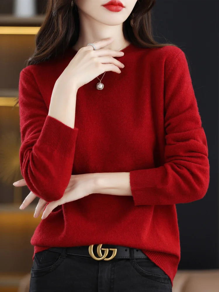 Fashion 100% Merino Wool Sweater Elegant Cashmere P