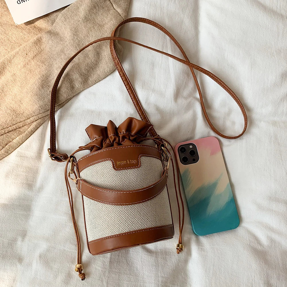 Women Vintage Patchwork Cylinder Shoulder Bag