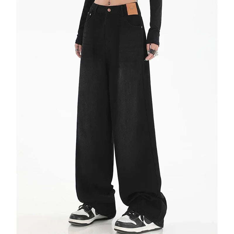 Woman High Waist Slim Fit Wide Leg Jeans