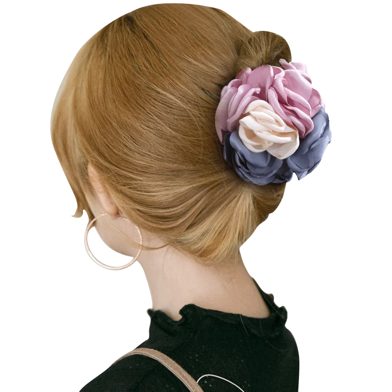 Big Camellia Flower Hair Claws Clips Women
