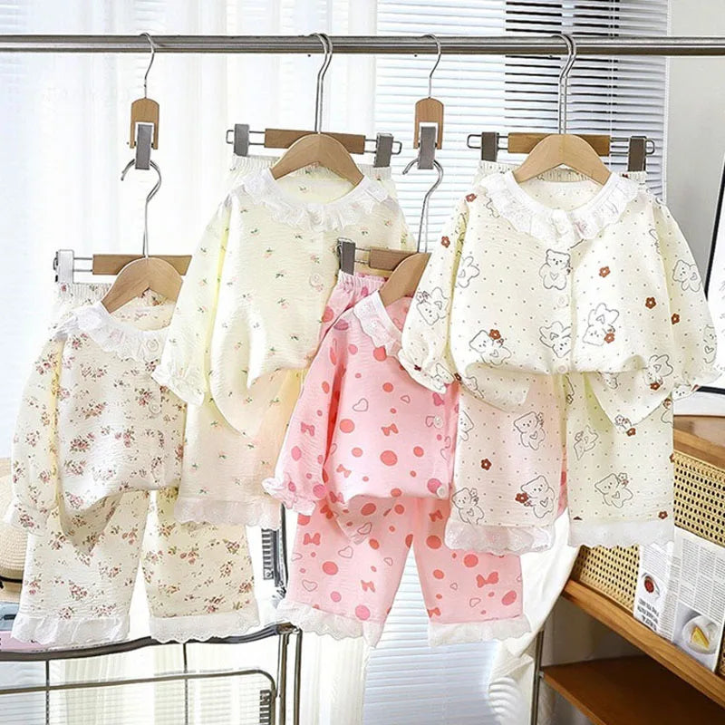 Girls Kids Home Clothes Set New Loose