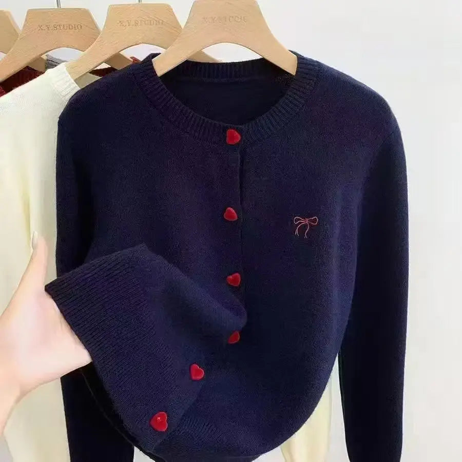 Women's Clothing Vintage Love Button Knit Cardigan