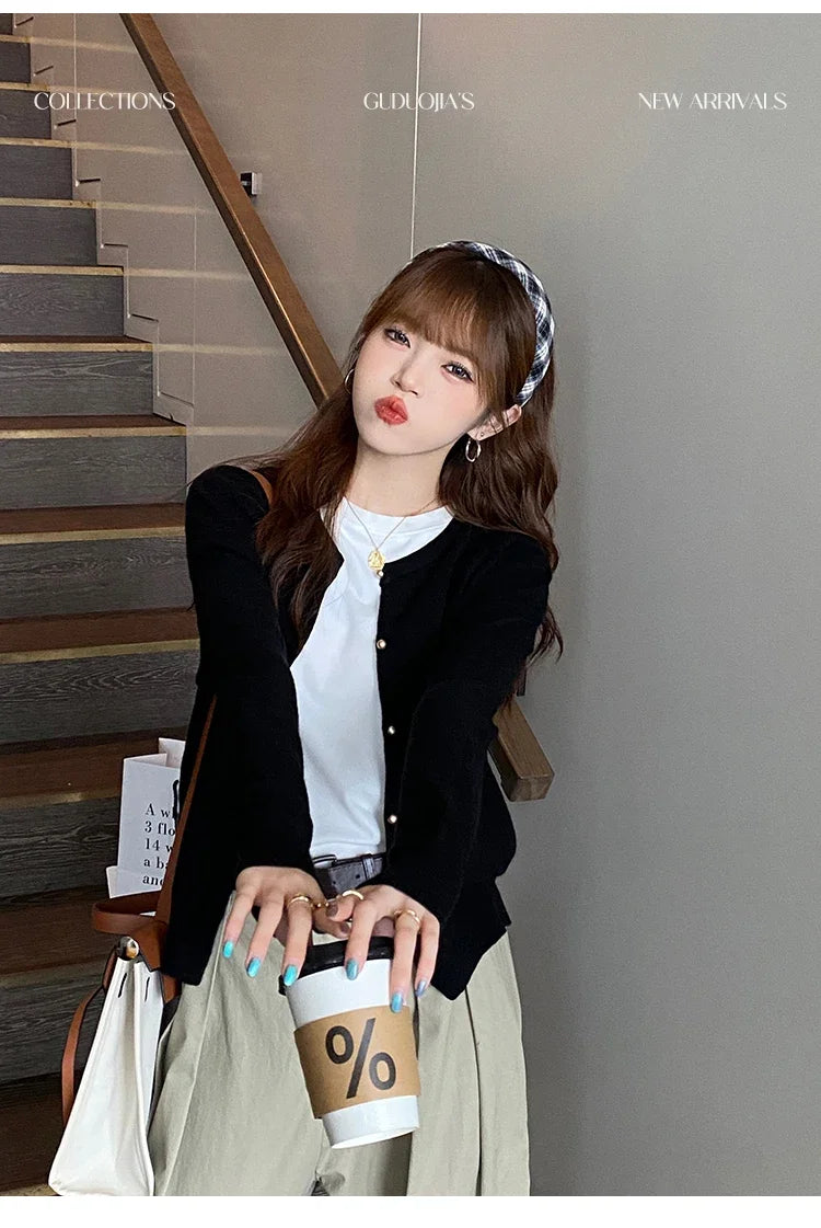 Solid Color Knitted for Women Cardigan