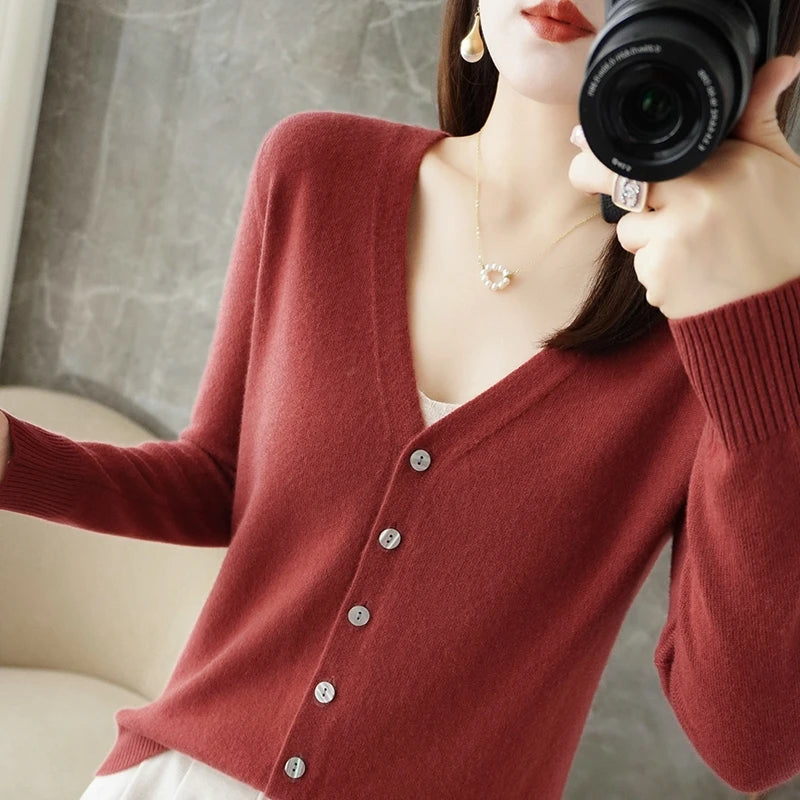 V-Neck Temperament Small Fragrant Wind Loose Sweater Sweater
