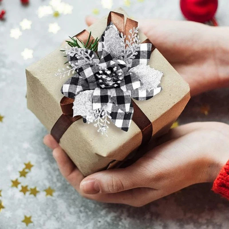10/5/1pcs 14.5cm Glitter Artifical Christmas Flowers  Christmas Tree Decoration Happy New Year Ornaments Xmas Fake Flowers natal