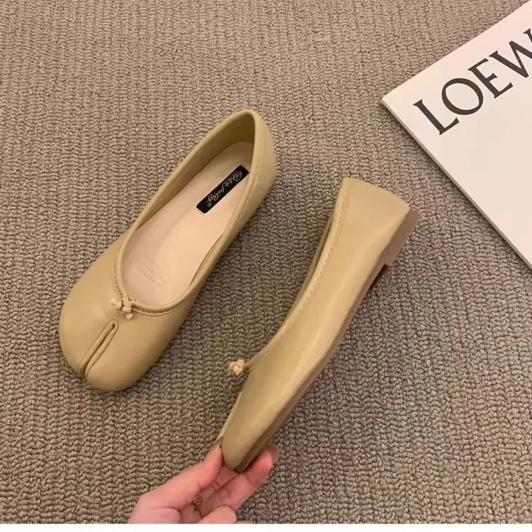 2025 Women's Leather Toe Separator Loafers Flat