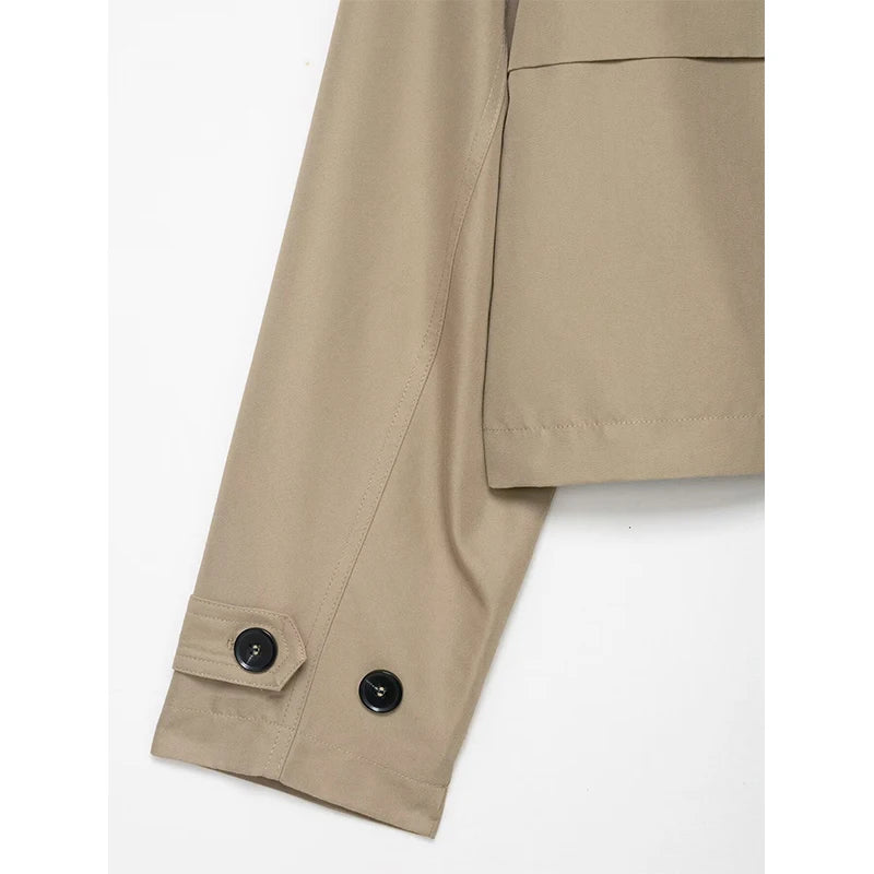 Double Breasted Short Coat Trench Turn-down Collar